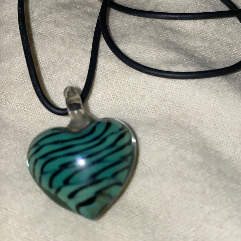 Glass Heart Pendant Necklace